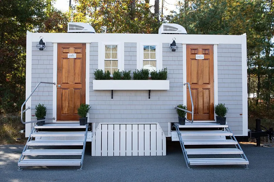 Wedding restroom units discretely staged at a venue in Lemon Grove, California